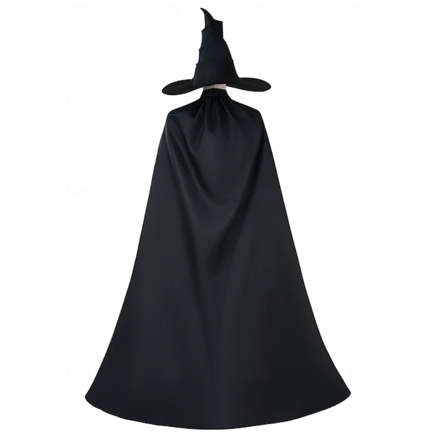 Full Glinda & Elphaba Witch Cosplay Set – Dress, Cloak, Wig & Accessories | Women’s Halloween & Stage Costume