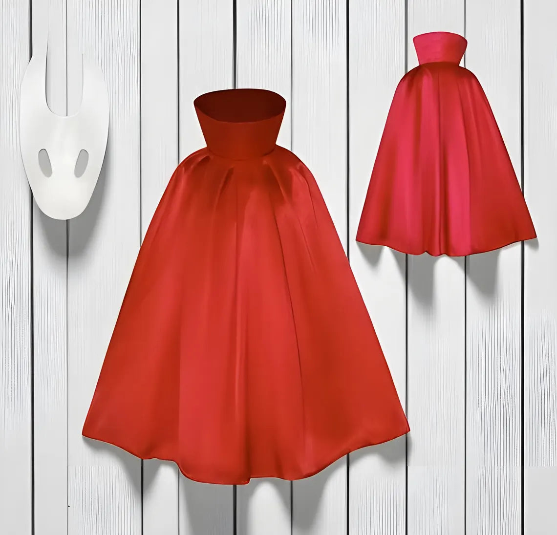 Hornet Cosplay From Hollow Knight -Inspired by Silksong Fantasy Character | Kids Halloween White Mask & Red Cape Outfit for Gamers