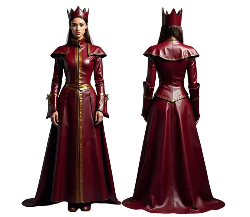 The Shadow Queen – Gothic Queen Dress & Medieval Fantasy Gown | Queen Cosplay, Princess Dress with Crown for Women | Renaissance Royal Costume & Leather Halloween Outfit