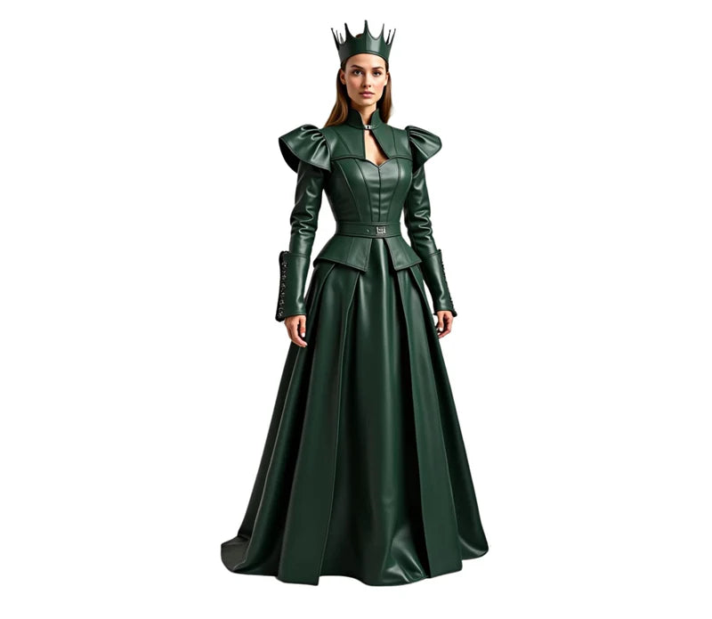 The Shadow Queen – Gothic Queen Dress & Medieval Fantasy Gown | Queen Cosplay, Princess Dress with Crown for Women | Renaissance Royal Costume & Leather Halloween Outfit