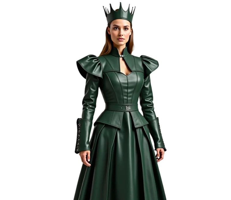 The Shadow Queen – Gothic Queen Dress & Medieval Fantasy Gown | Queen Cosplay, Princess Dress with Crown for Women | Renaissance Royal Costume & Leather Halloween Outfit
