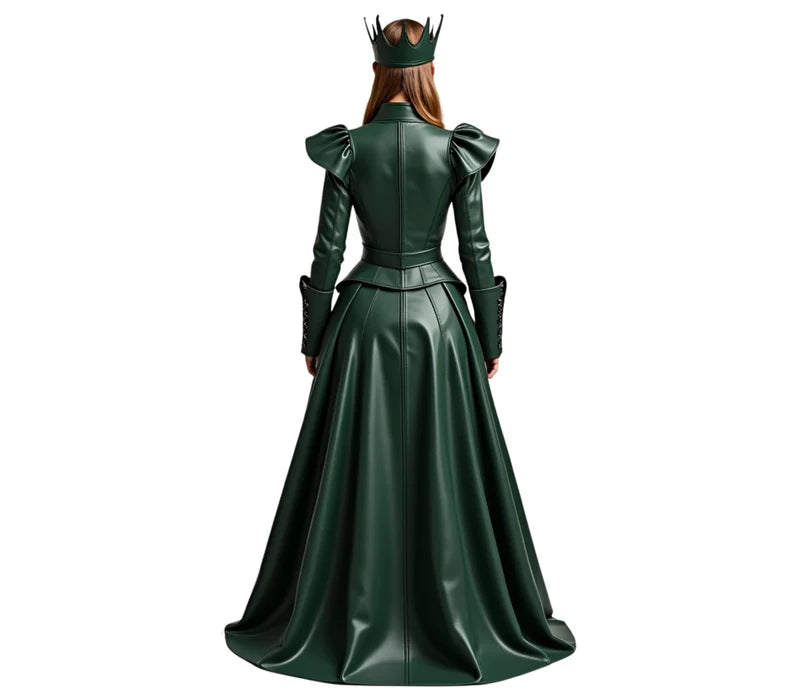 The Shadow Queen – Gothic Queen Dress & Medieval Fantasy Gown | Queen Cosplay, Princess Dress with Crown for Women | Renaissance Royal Costume & Leather Halloween Outfit