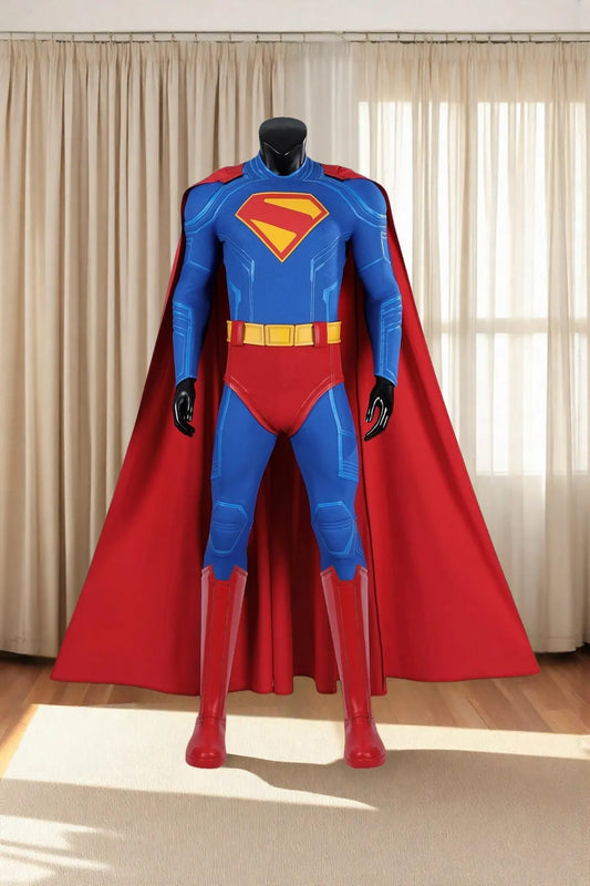 Superhero 2025 Costume Clark Cosplay Kent Red Blue Classic Suit + boots