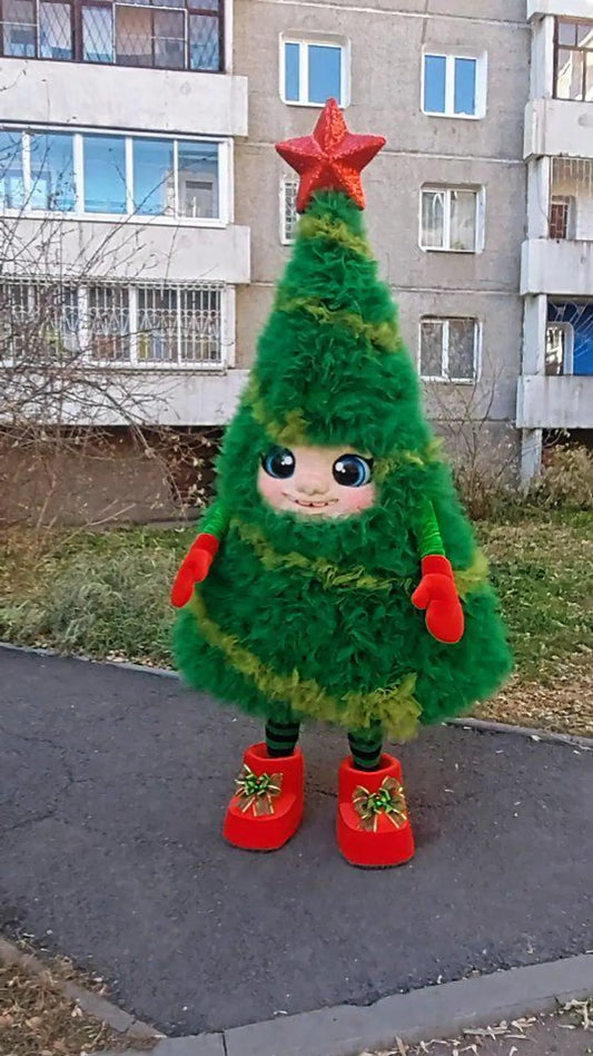 Christmas Tree Mascot Costume, Cute Kawaii Full Body Suit