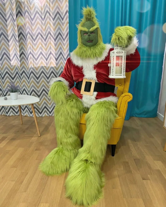 Grinch Christmas Costume, Funny mascot suit, Birthday Party, Events, Kids Shows, Winter party outfit